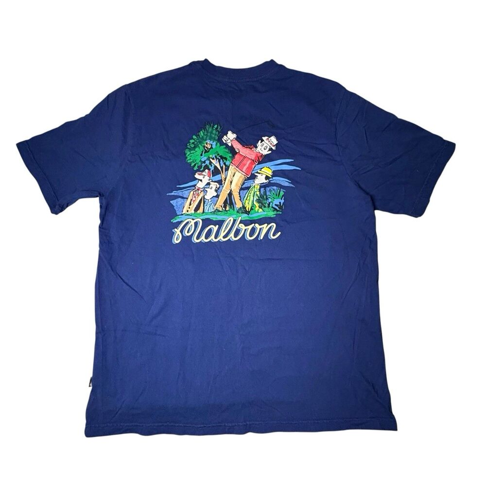 MALBON GOLF Players Men’s Medium Pocket Tee Navy